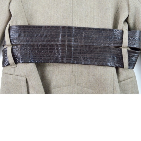 Arthur Mendonca 2 Wool Beige Belted Skirt Suit - Picture 7 of 8